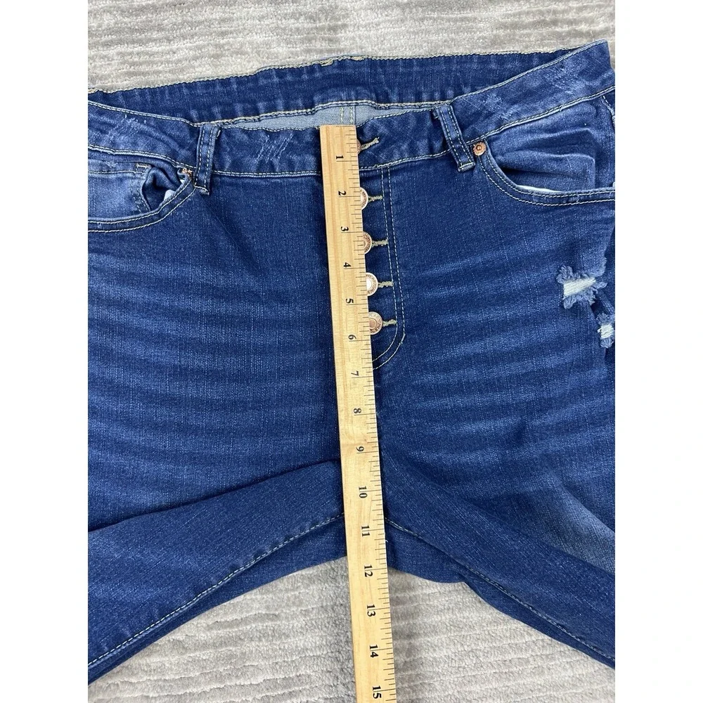 Fashion Wear Jeans Womens‎ XL Blue Denim Flare Destroyed Cotton Blend